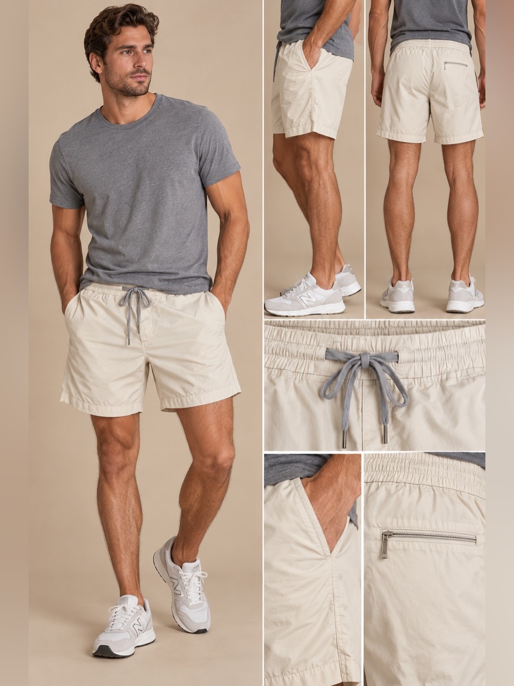 Lululemon Men’s Cream Drawstring Shorts Size L Lightweight Unlined
